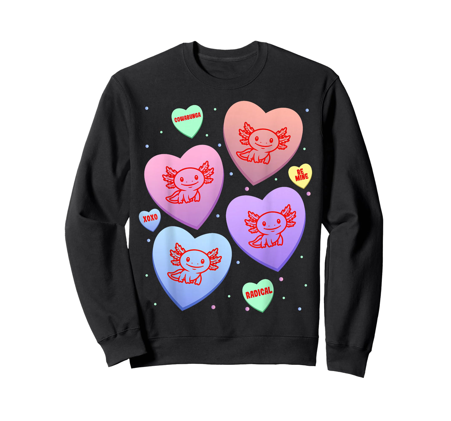 Axolotl Candy Heart Cute Kitten Valentines Day T-Shirt