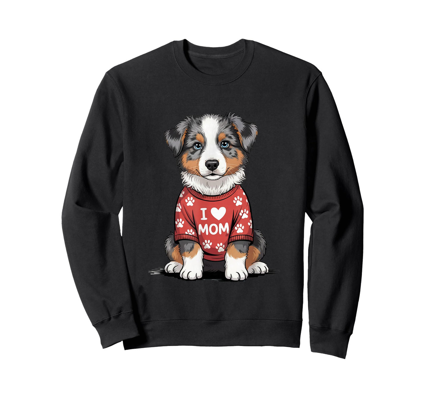 Womens I Love Mom Australian Shepherd T-Shirt Aussie Dog Mom T-Shirt