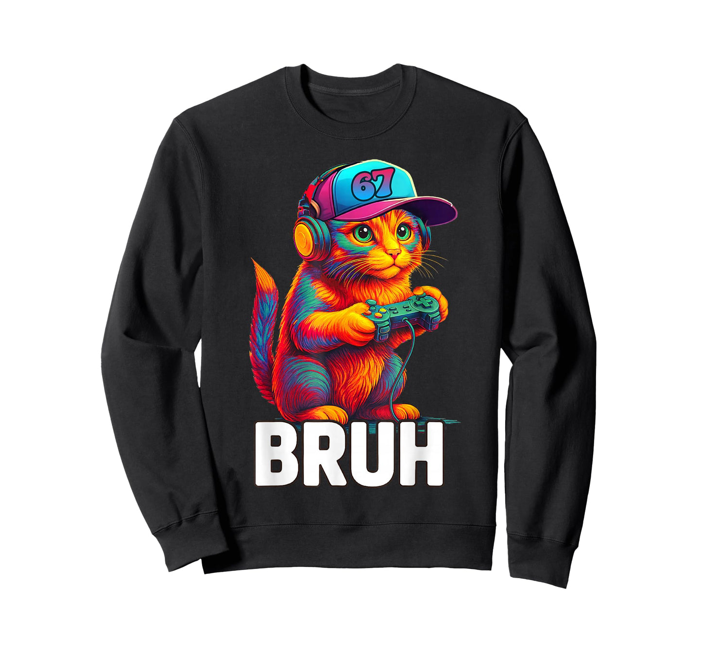 67 Bruh Cat Gamer Gaming Video Games Gen Alpha Slang Meme T-Shirt