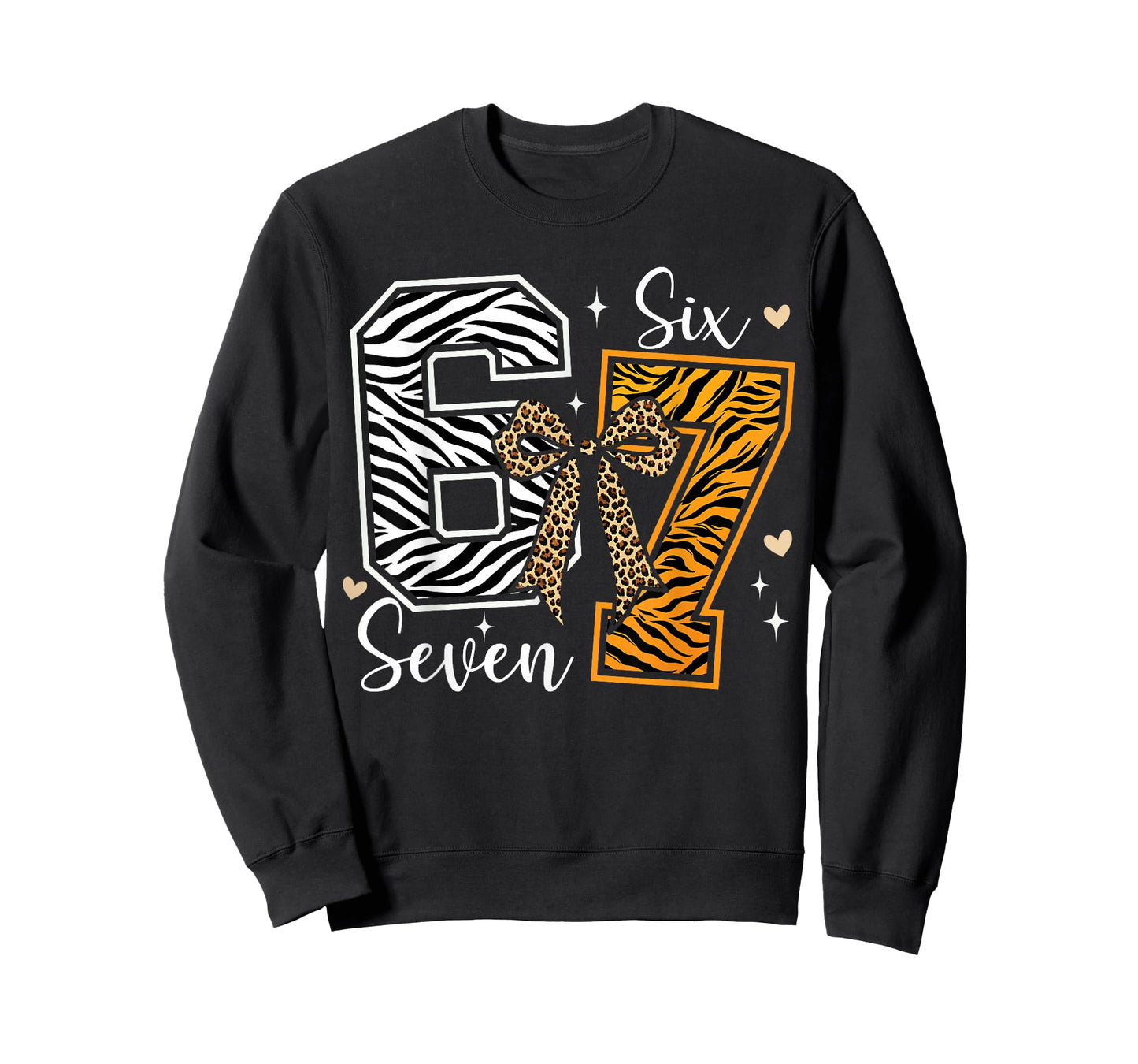 Girls Animal Print Clothes Six Seven Kids 67 Meme Zoo T-Shirt