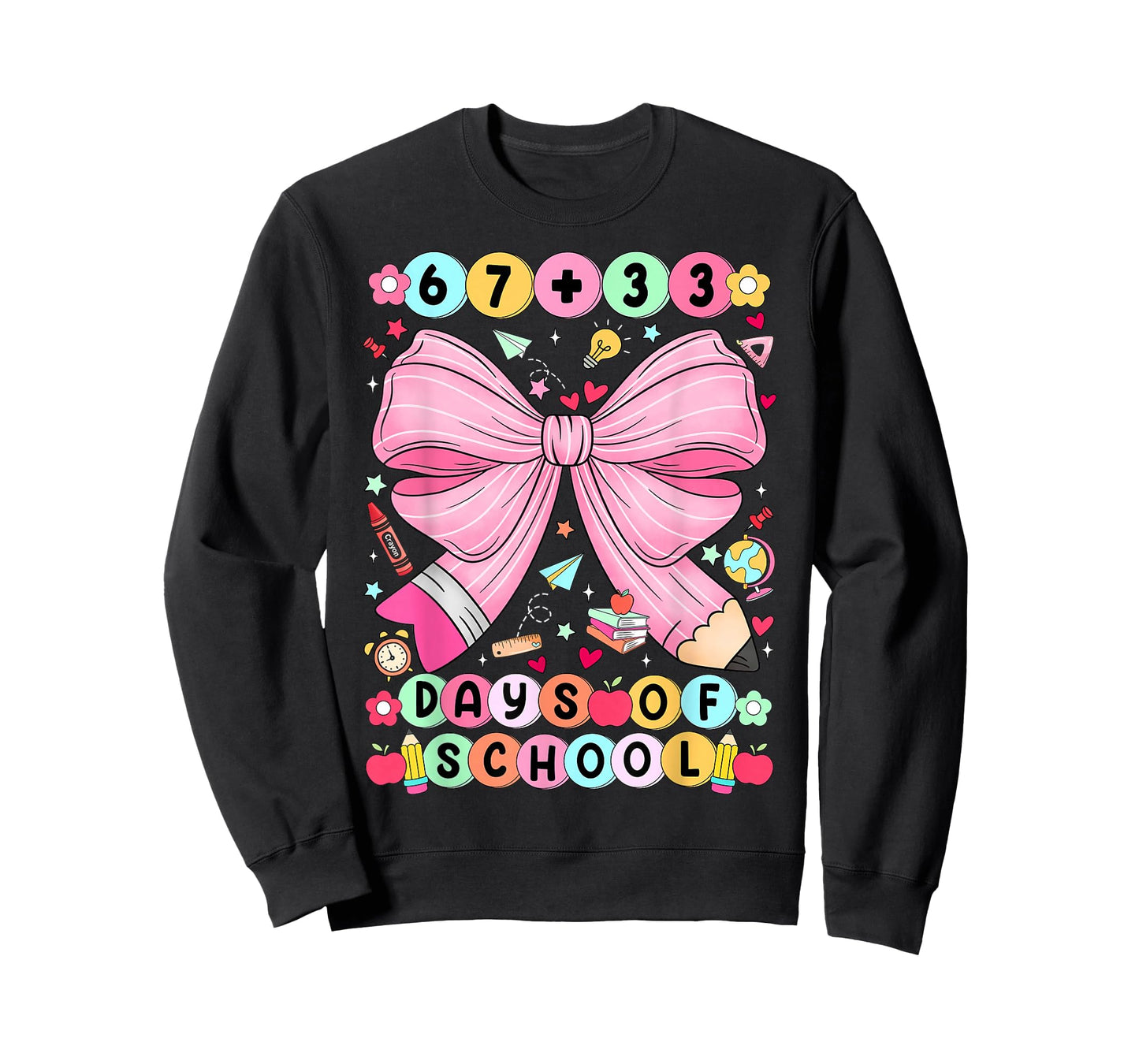 67 + 33 Days of School Coquette Bracelet 100 Days of School T-Shirt