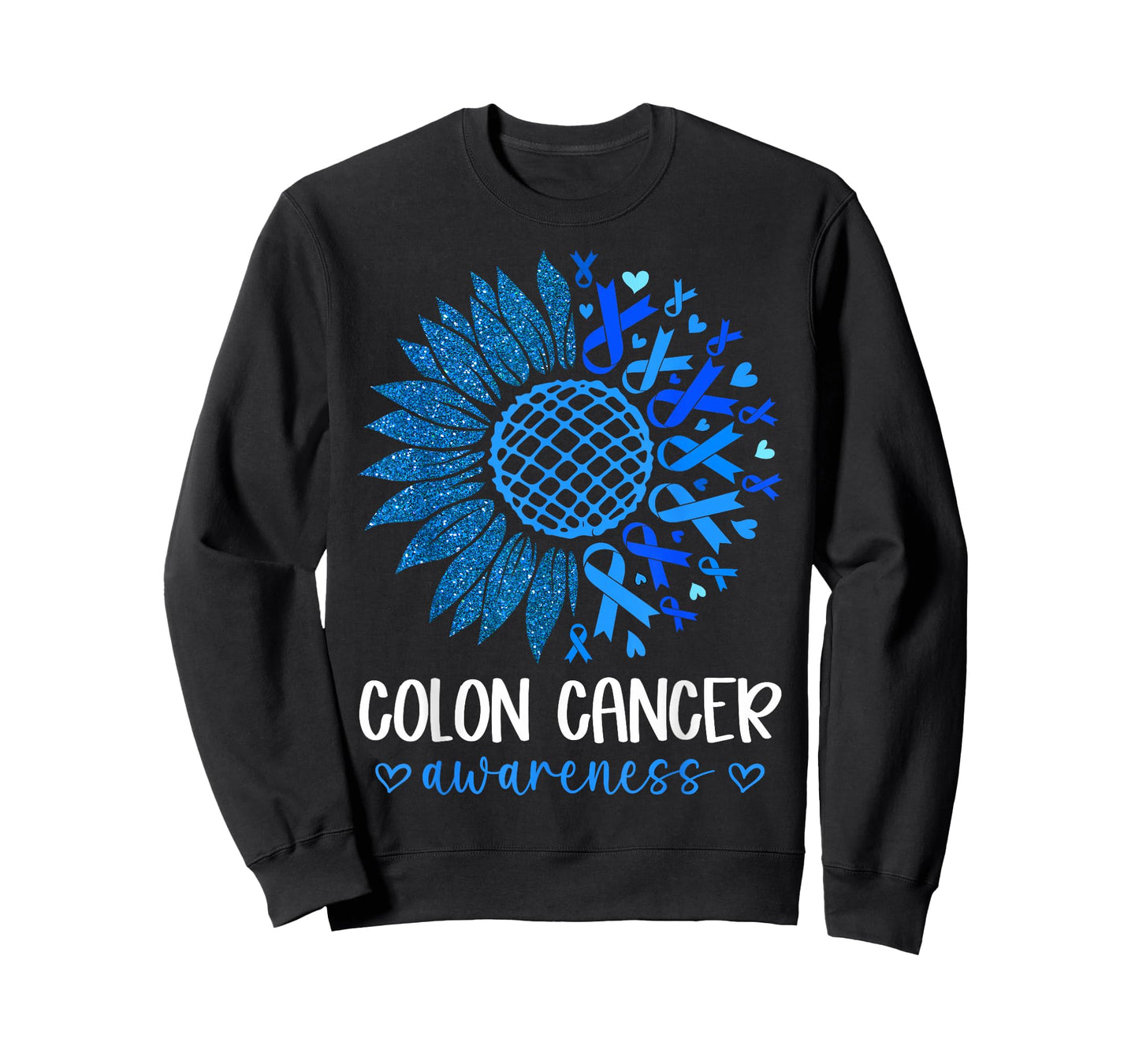 Blue Ribbon Sunflower Colorectal Colon Cancer Awareness T-Shirt