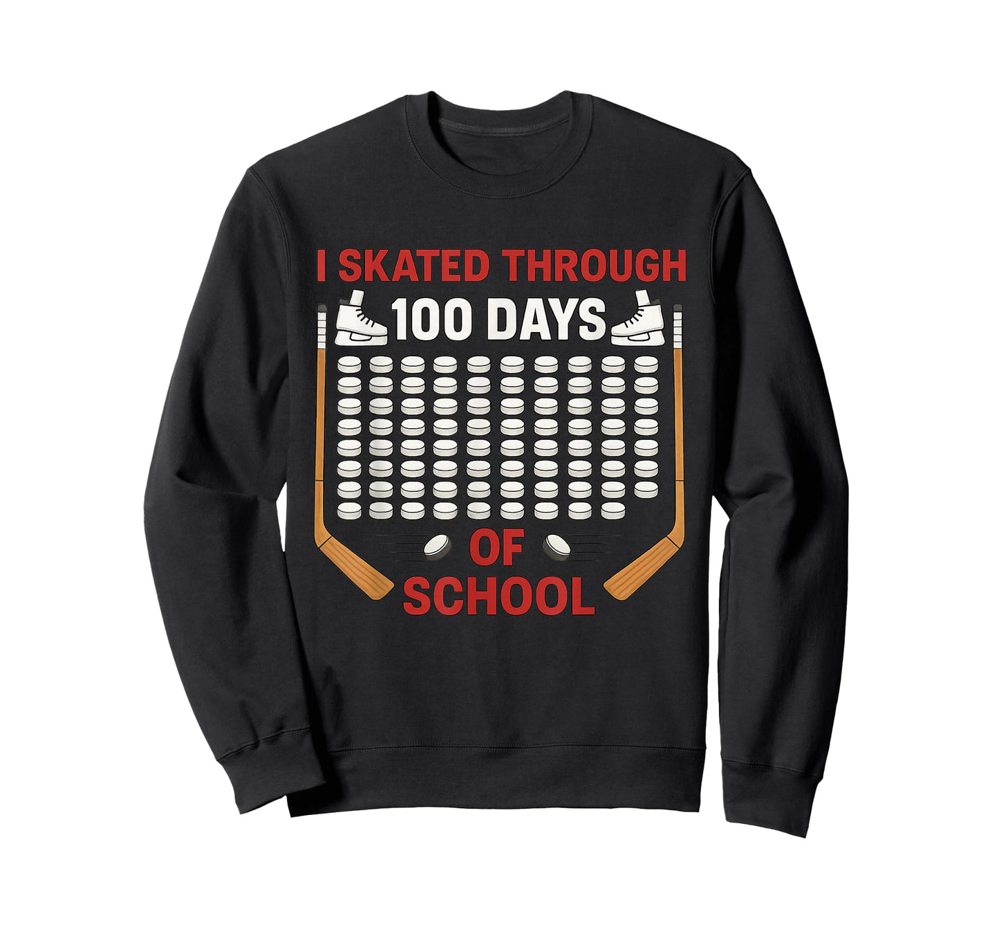I Skated Through 100 Days of School Ice Hockey Fan 100th Day T-Shirt