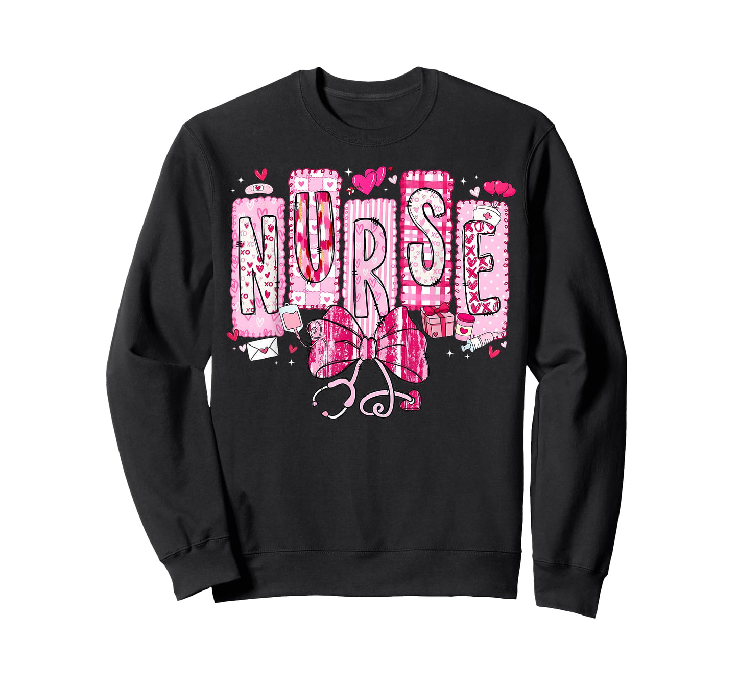 Valentine Nurse Coquette Bow Stethoscope Girl Women T-Shirt