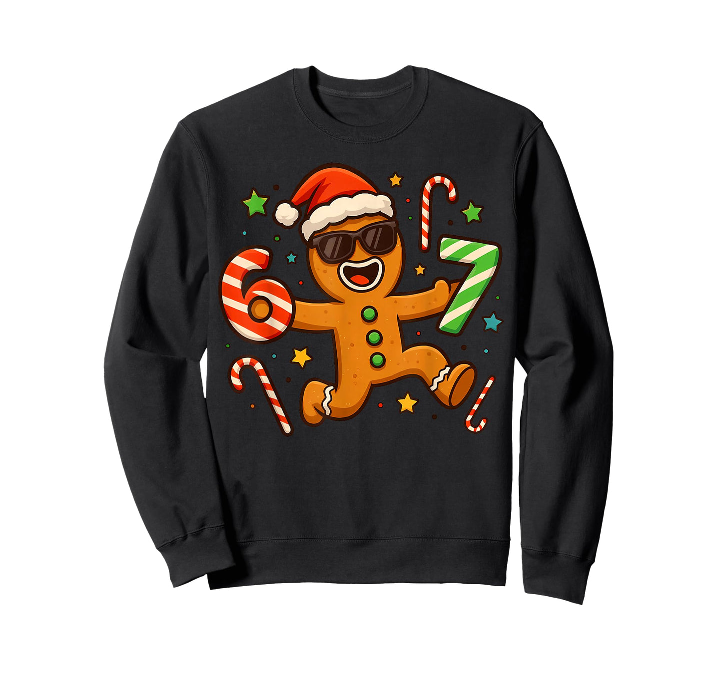 Funny Gingerbread Six Seven 67 Candy Cane Christmas Boys T-Shirt