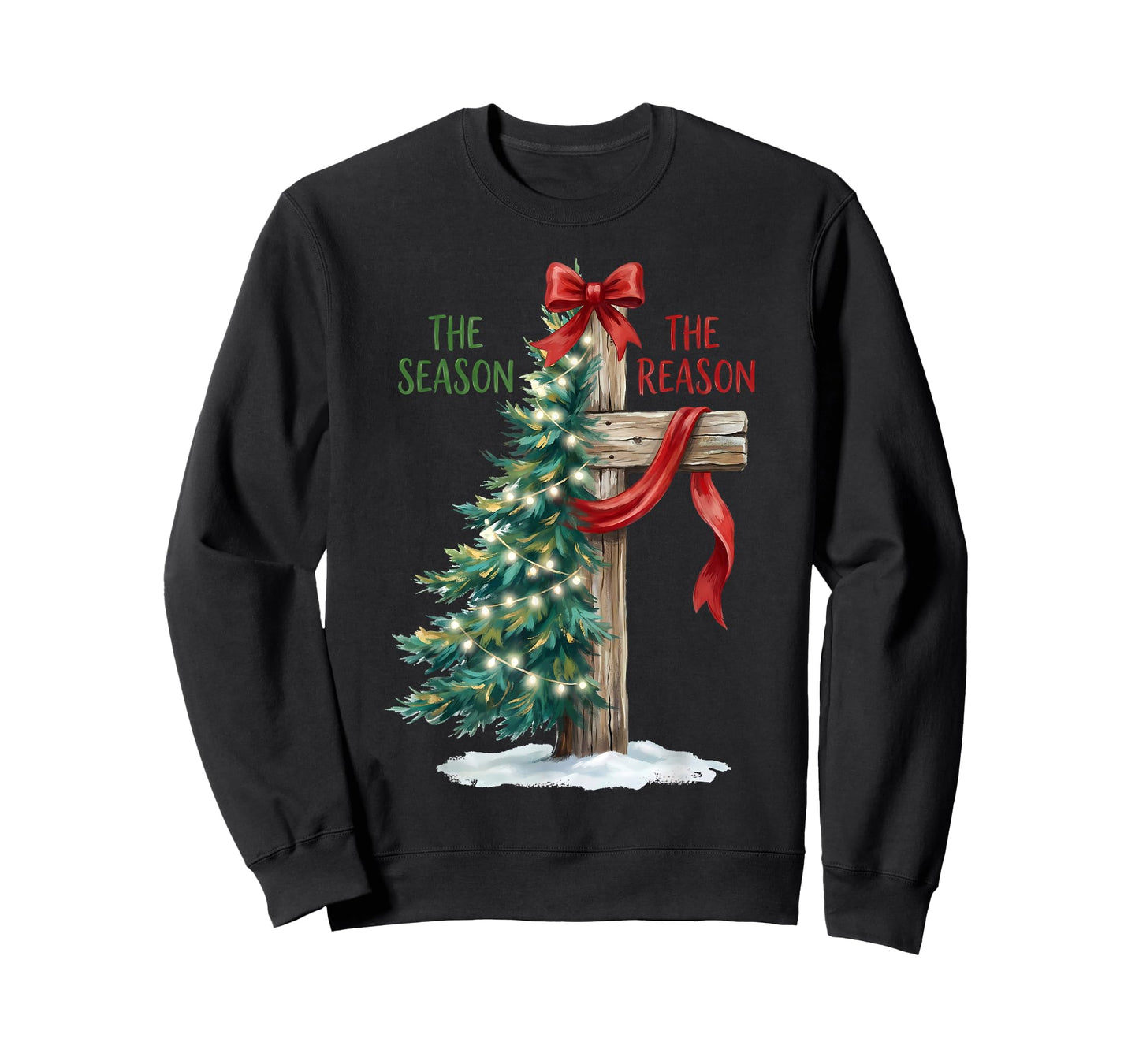 Christmas Tree The Season Jesus Cross The Reason Xmas T-Shirt
