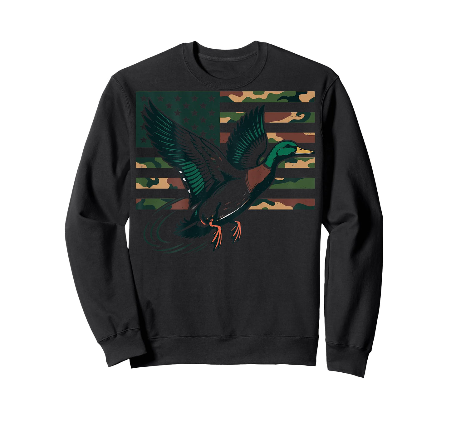 Youth Camo Mallard Duck Hunting Camouflage American Flag Kid T-Shirt
