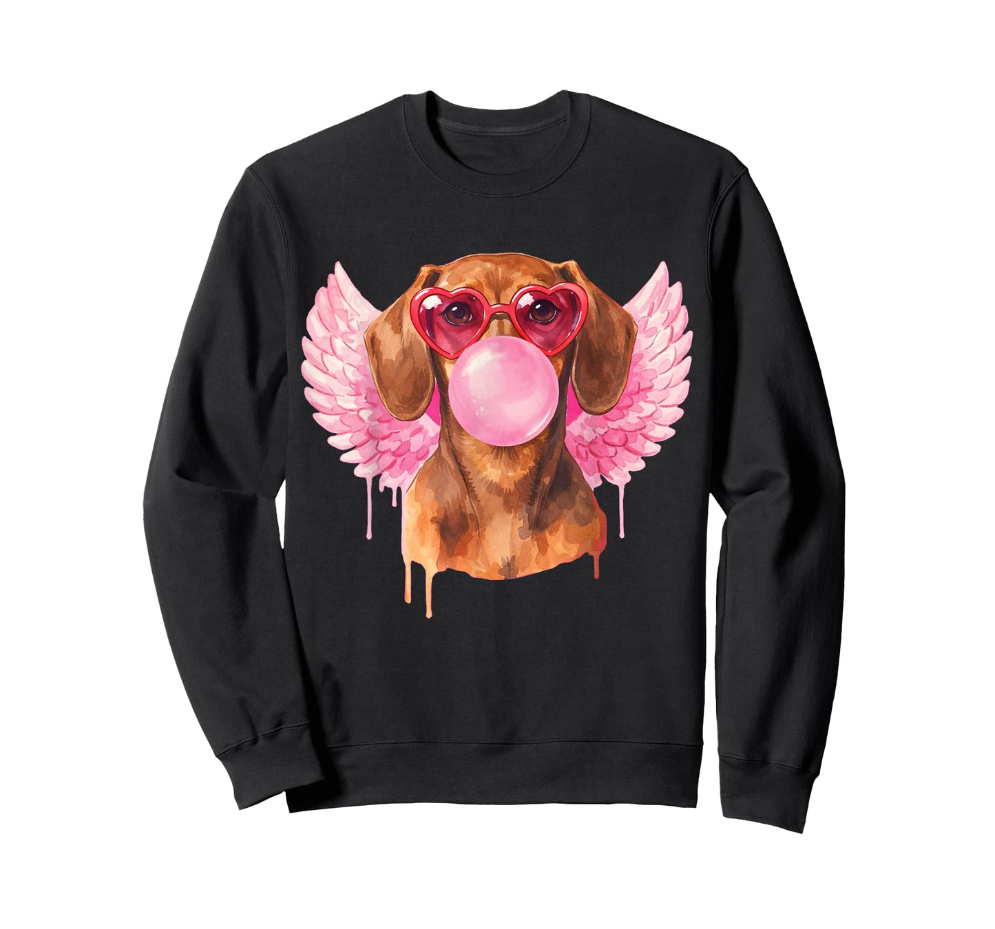 Retro Cupid Valentine Dog Love Hearts Cute Dachshund T-Shirt