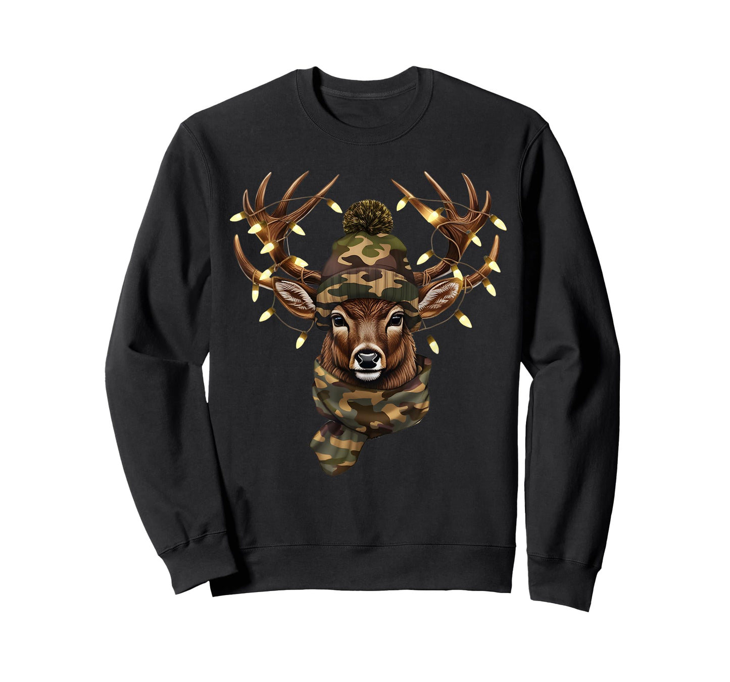Christmas Camo Deer Hunting Reindeer Deer Xmas Lights T-Shirt