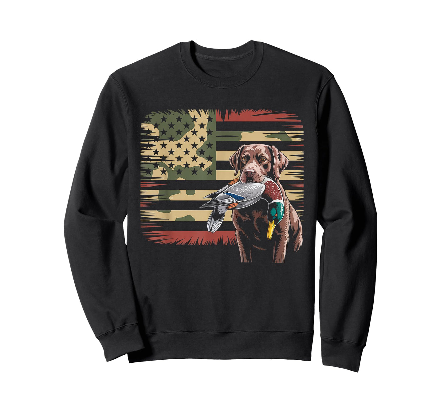 Duck Hunting Labrador American USA Flag Mallard Duck Hunter T-Shirt