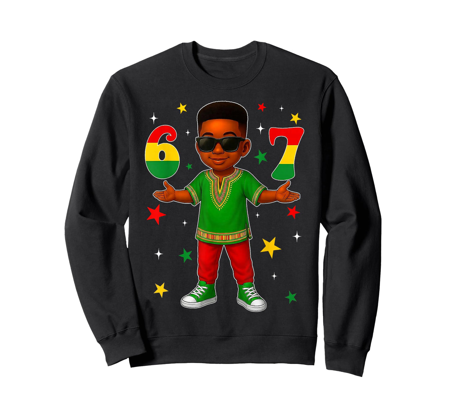 67 Bruh Black History Month 6 7 Meme Afro Boys Kids T-Shirt