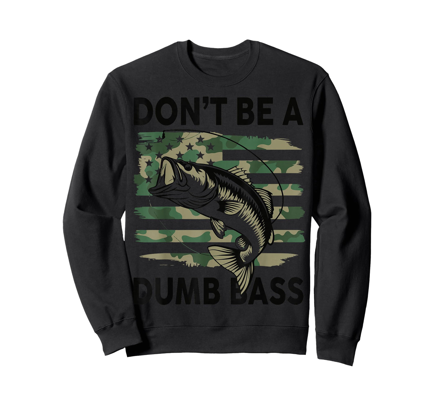 Don't Be A Dumb Bass Fish American Flag Camo Funny Mens T-Shirt