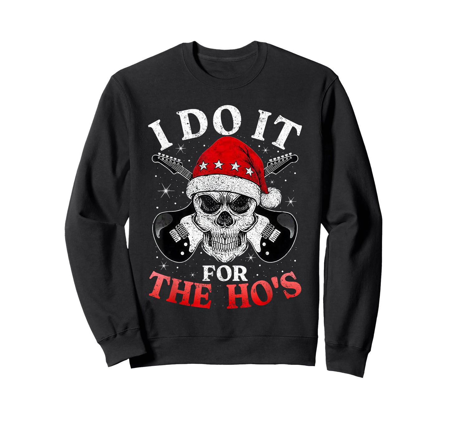 Skeleton Santa Rocker Inappropriate Funny Guitar Guitarist T-Shirt