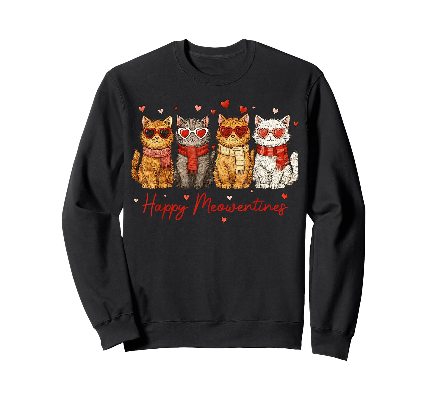 Happy Meowentines Cute Cat Valentine Funny Hearts Women Girl T-Shirt