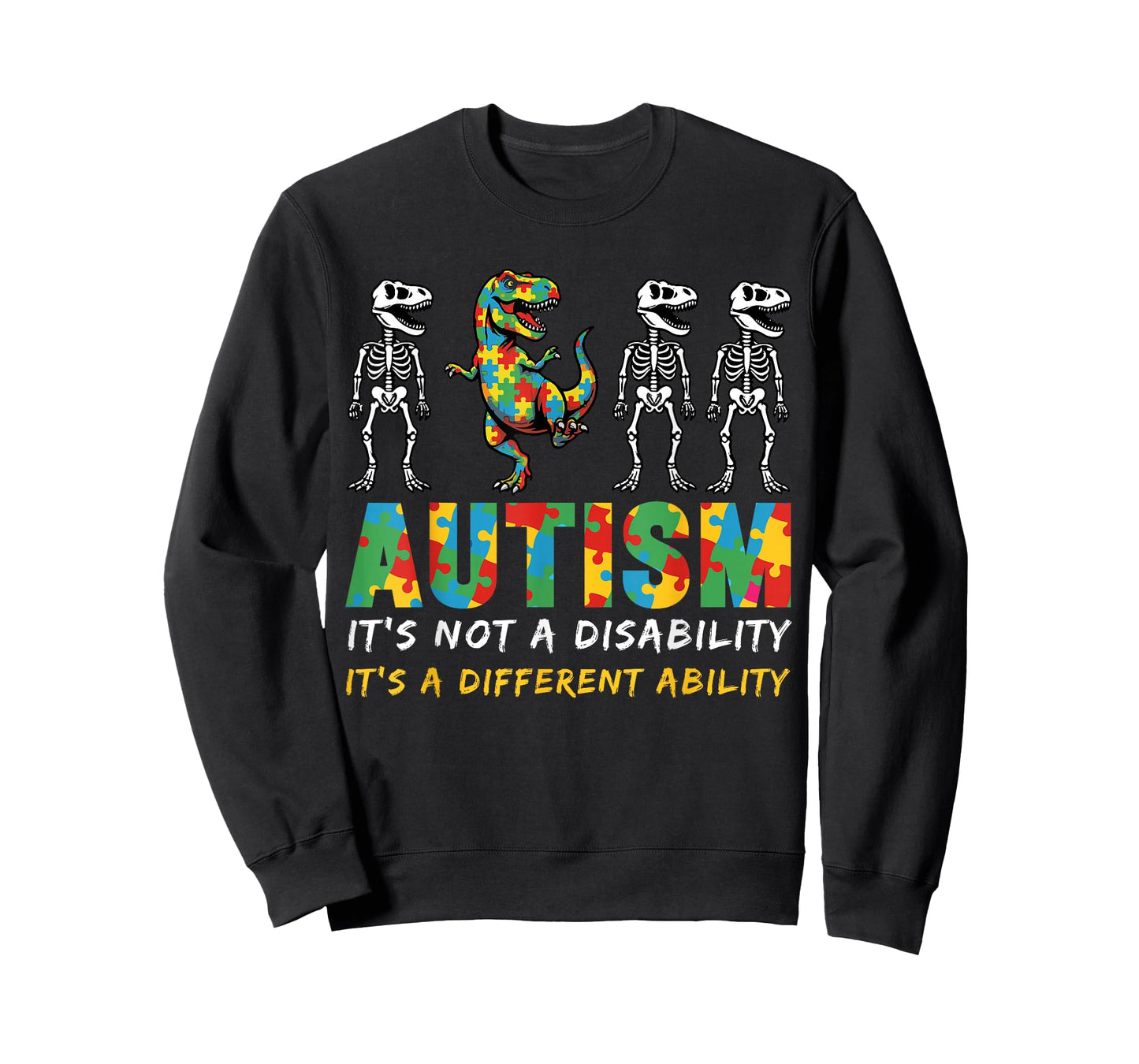 Autism Awerness Skeleton Dinosaur Autistic Kids Awareness T-Shirt
