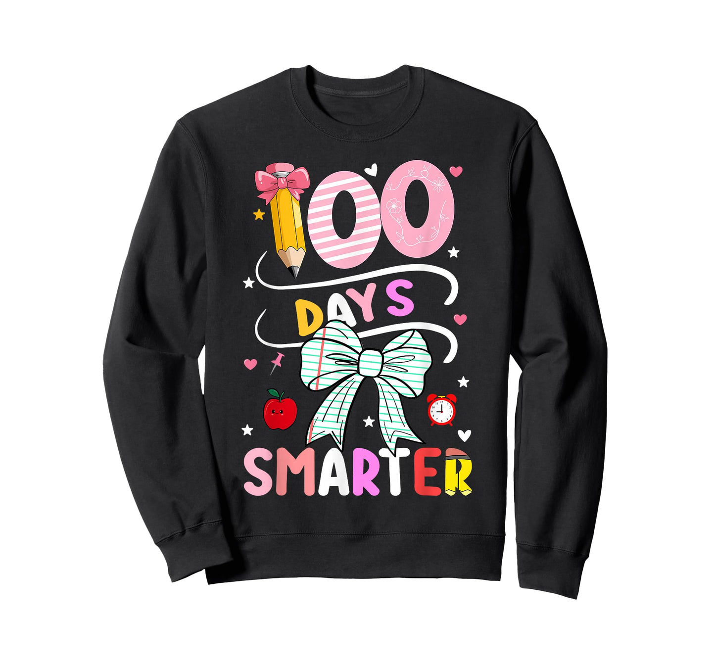 100 Days of School 100 Days Smarter Coquette Bow Girls Women T-Shirt