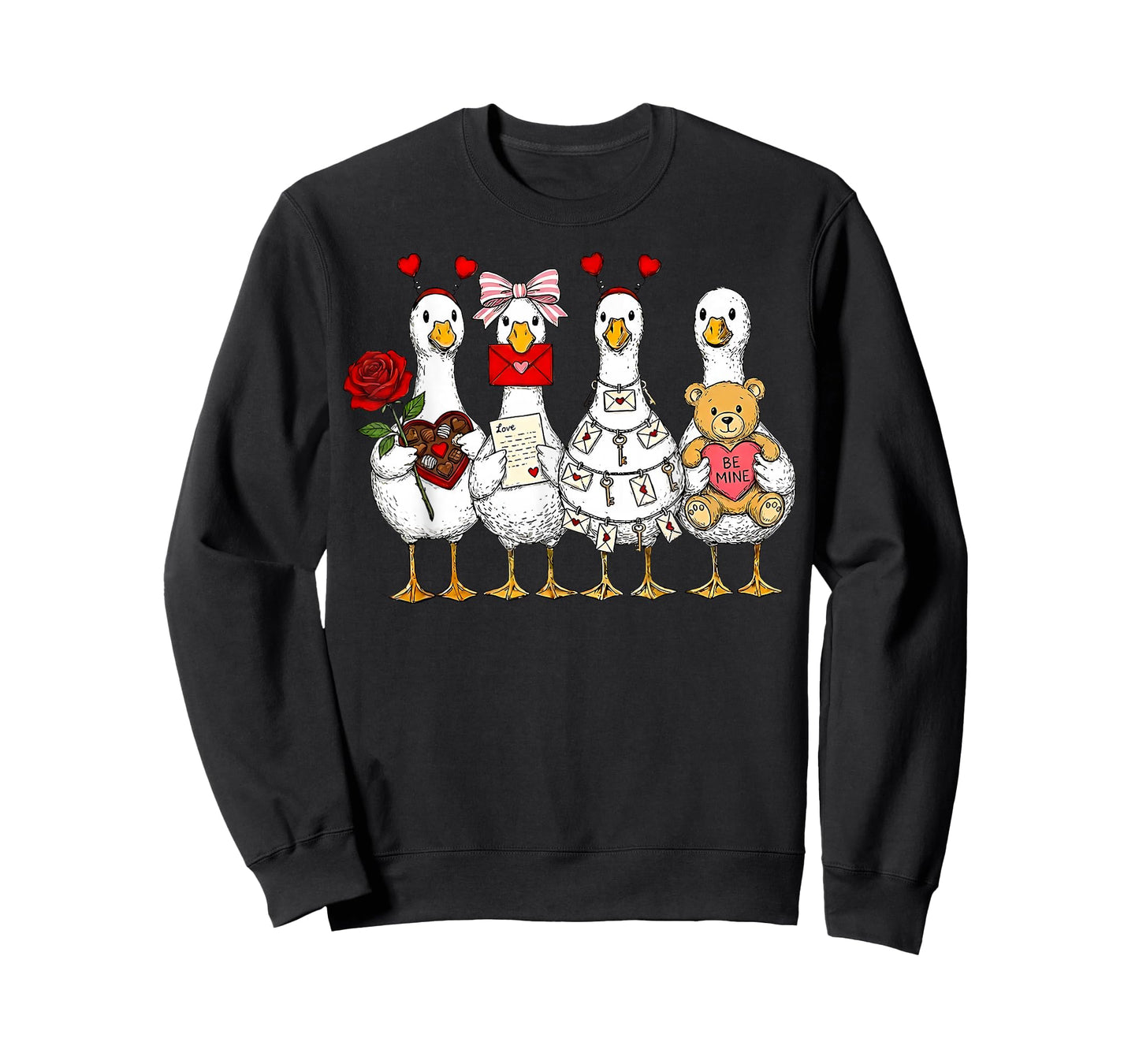 Funny Goose Happy Valentine Goose Cute Heart Lover Men Women T-Shirt