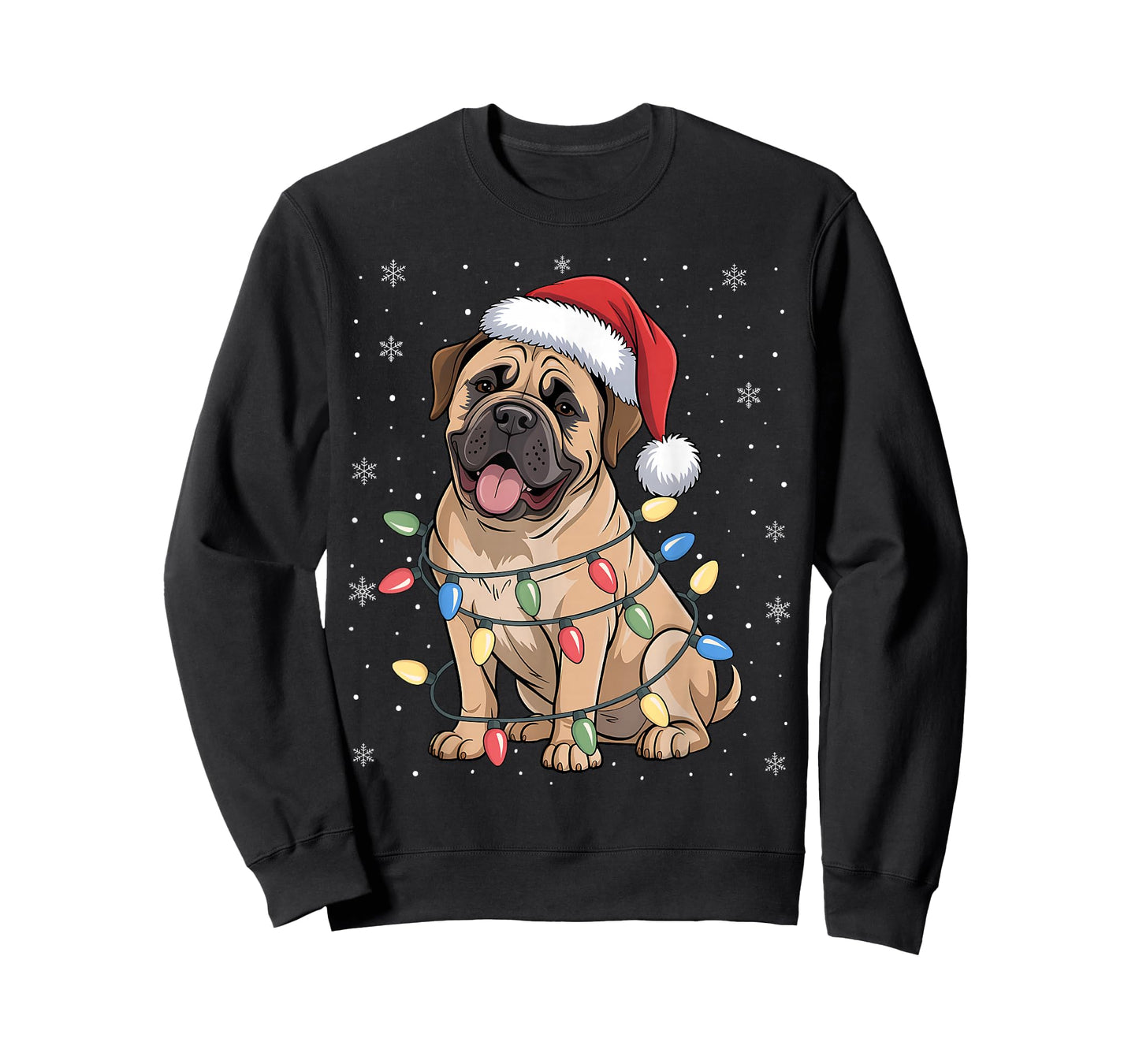 Bullmastiff Dog Christmas Tree Lights Dogs Xmas Pajamas T-Shirt