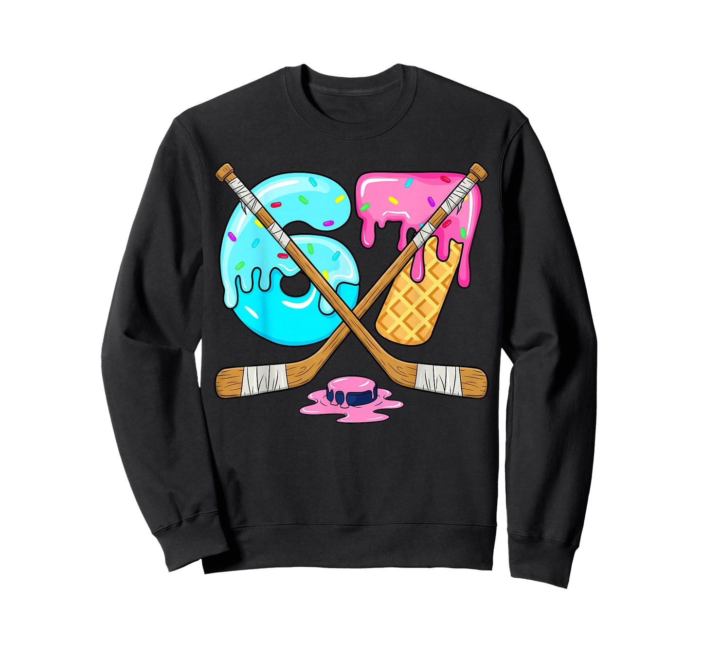 67 Ice Cream Drip Hockey Six Seven 6 7 Meme Sport Lover T-Shirt