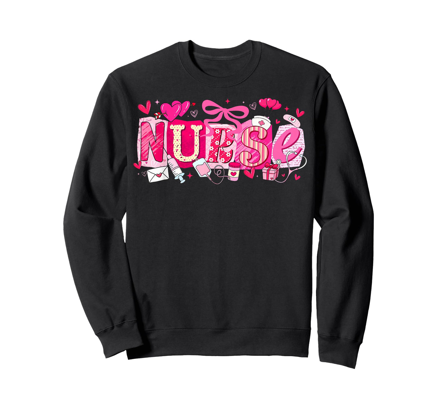 Happy Valentine Nurse Coquette Bow Heart Girl Women T-Shirt