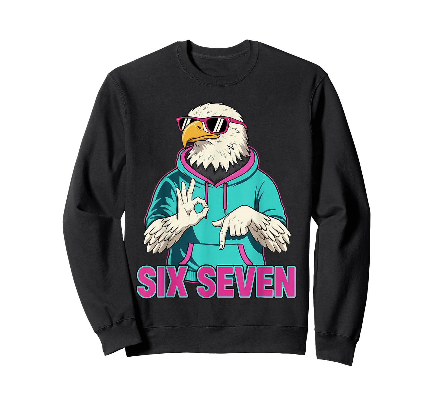 Six Seven Meme Cute Bald Eagle 67 Funny Gen Z Apha Slang T-Shirt
