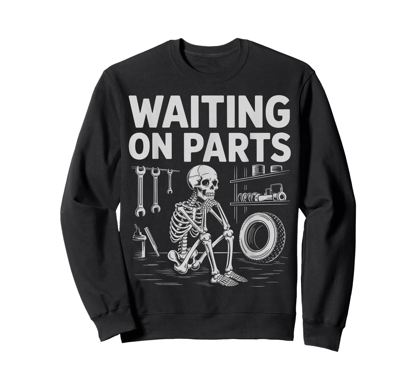 Waiting On Parts Funny Skeleton Auto Mechanic Technician T-Shirt