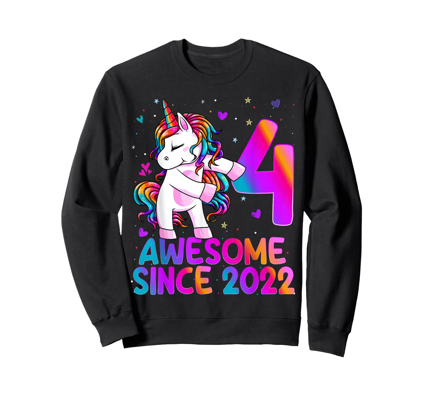 4 Year Old Girl Awesome Since 2022 Unicorn 4th Birthday Girl T-Shirt