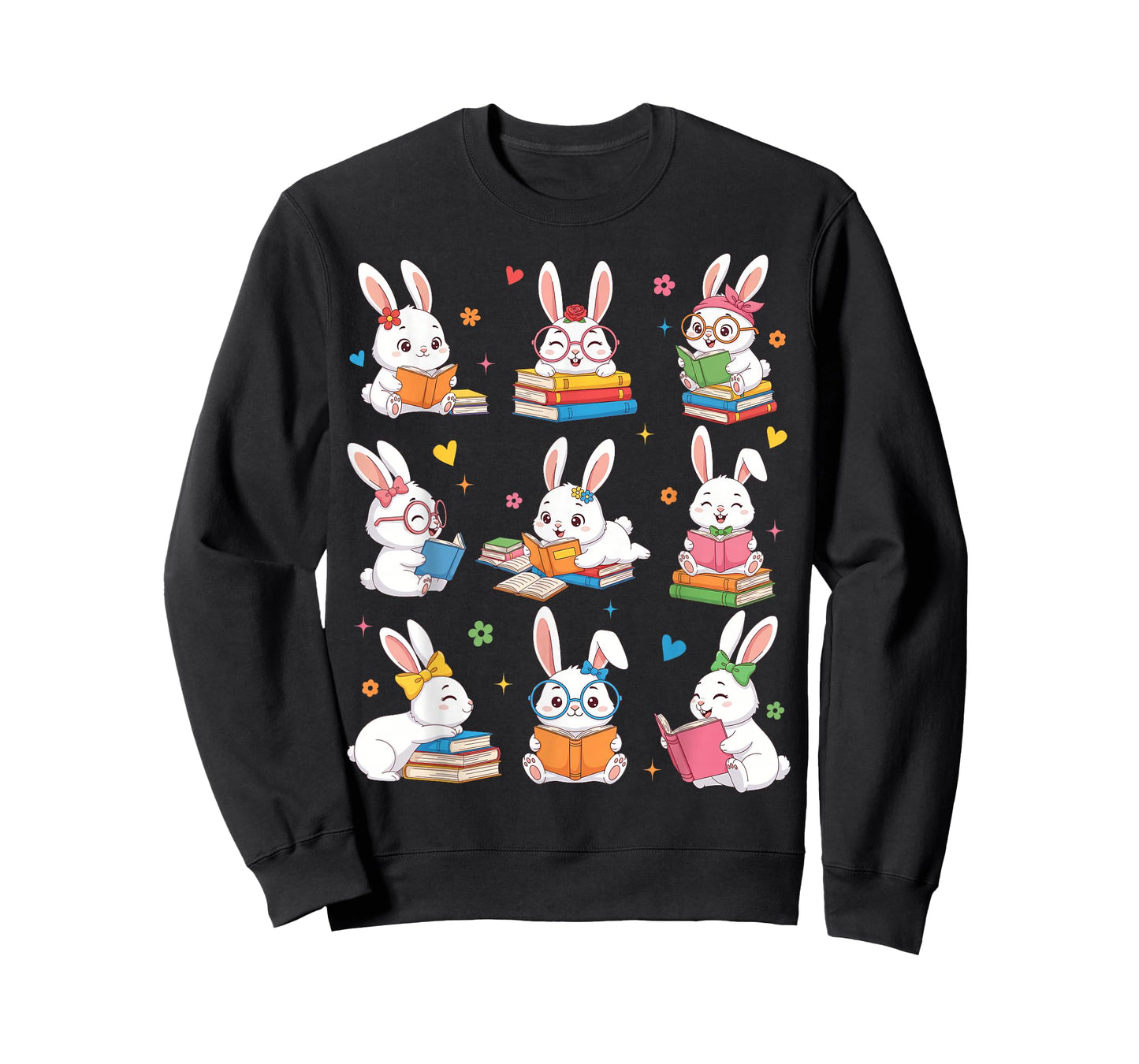 Easter Teacher Cute Bunny Reading Books Bookworm Women Girl T-Shirt