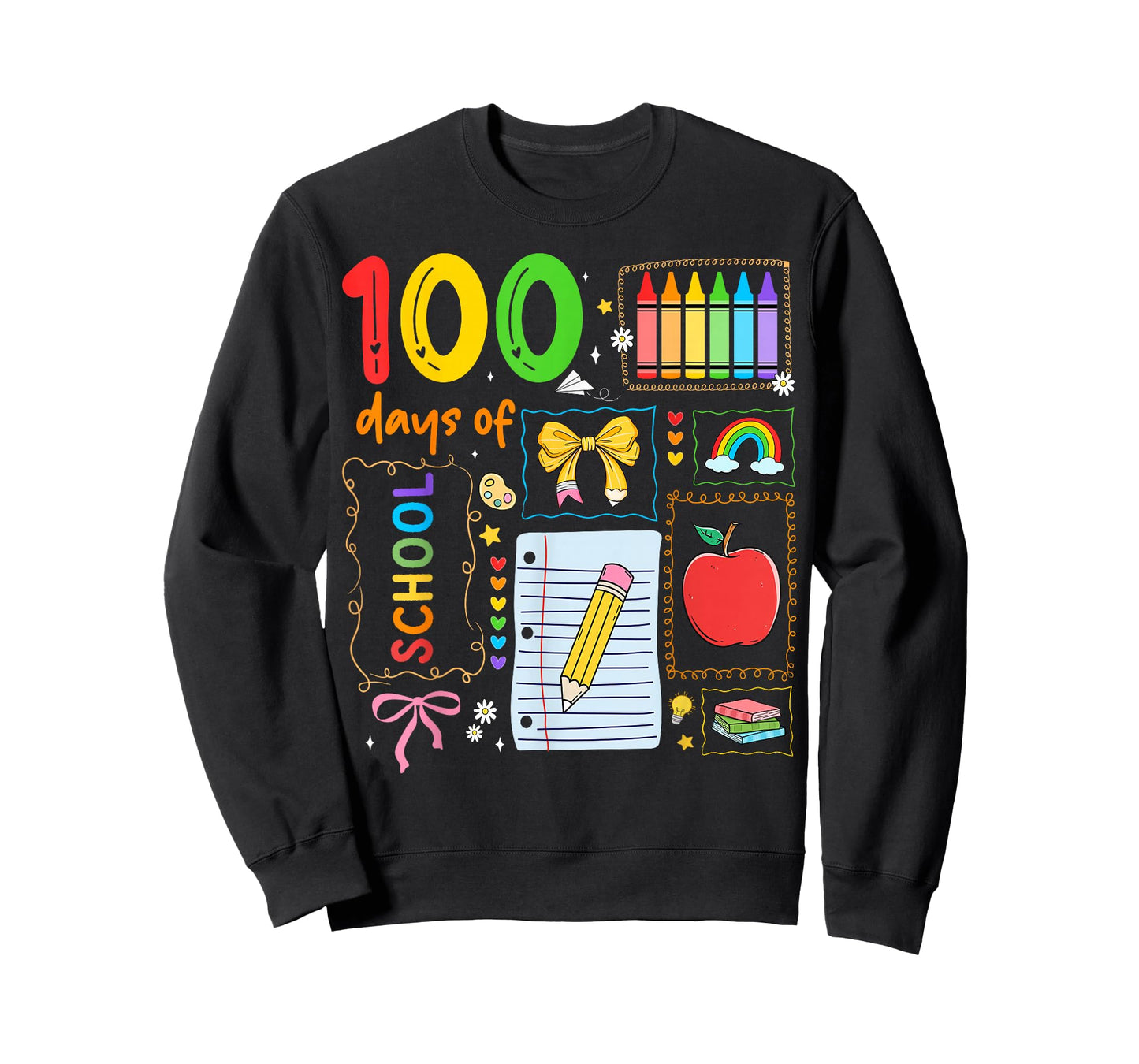 100 Days of School Doodles 100th Day of School Boys Girls T-Shirt