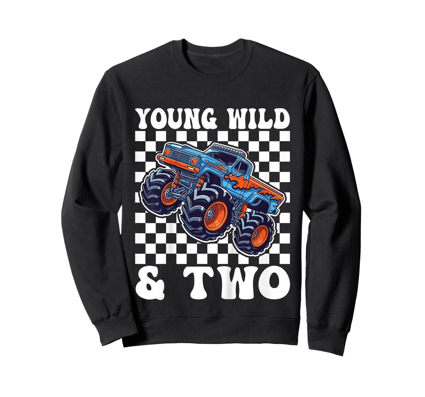 2nd Birthday Monster Truck Young Wild and Two 2 Year Old T-Shirt