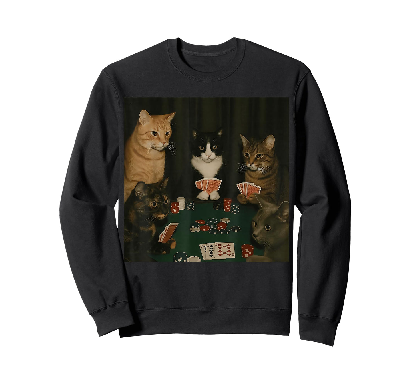 Vintage Cats Playing Poker Cat Playing Card Gambling Meme T-Shirt