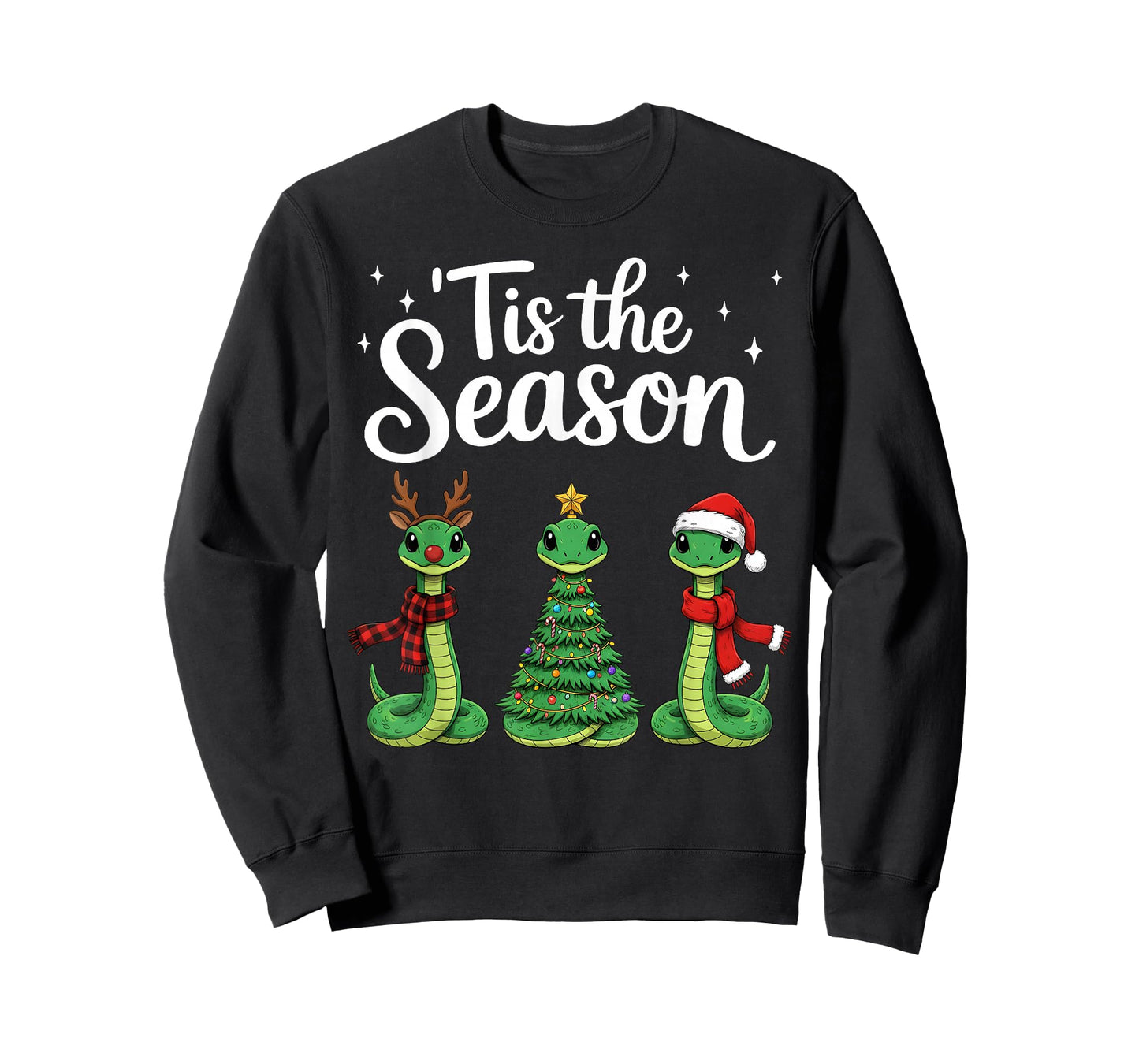 Tis The Season Green Snake Christmas Santa T-Shirt