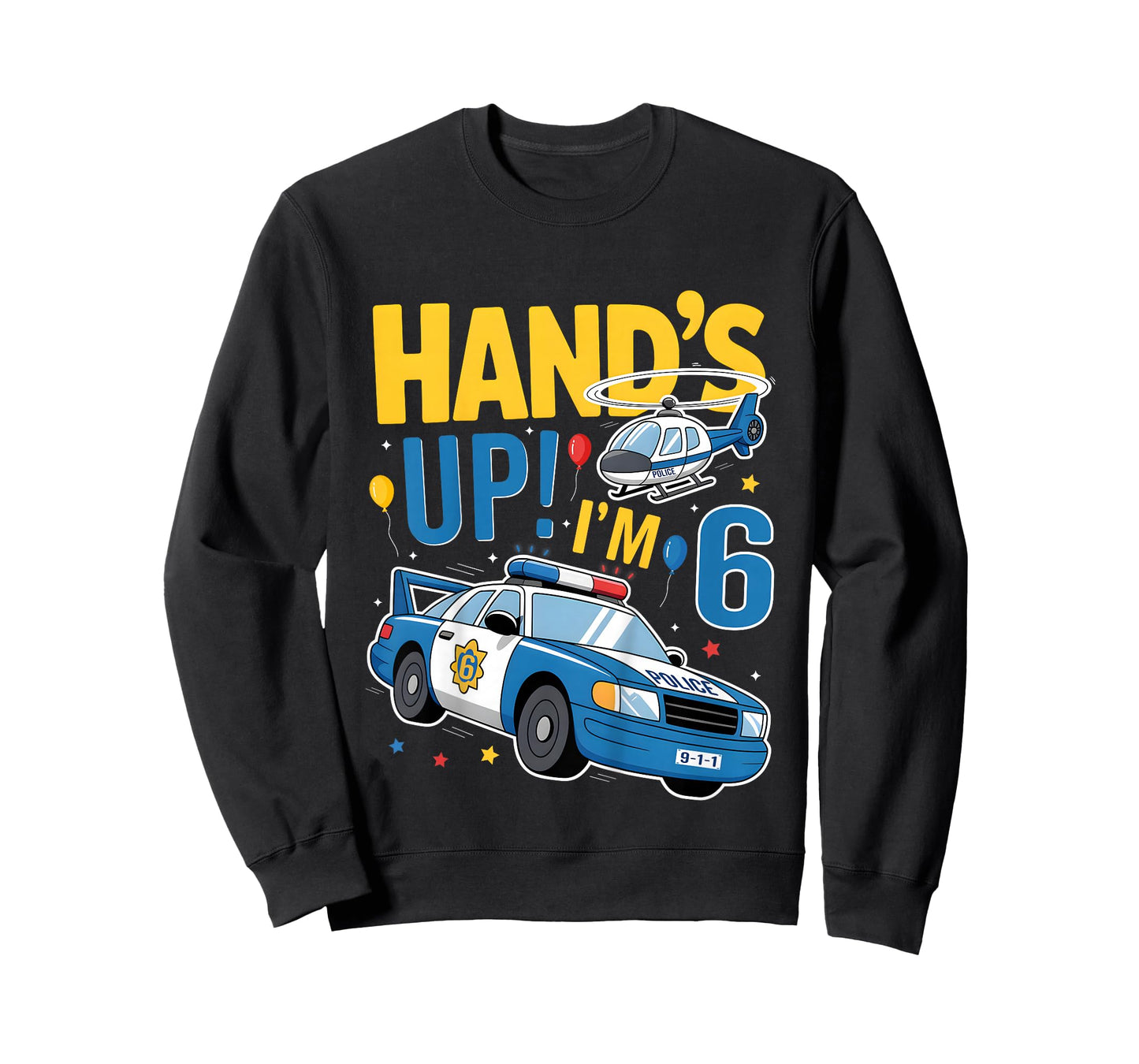 Police 6th Birthday Boy Girl 6 Year Old Policeman Police Car T-Shirt