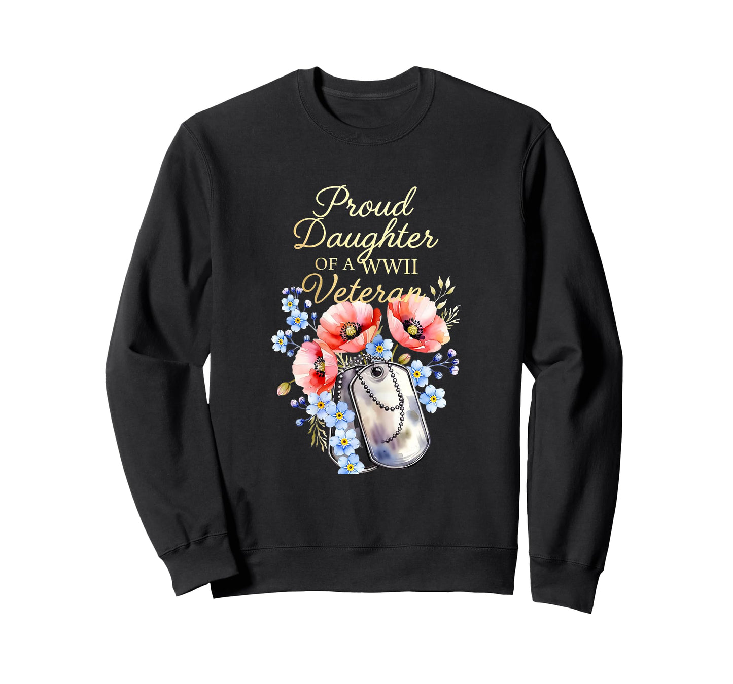 Proud Daughter of a WWII Veteran Floral Patriotic Family T-Shirt
