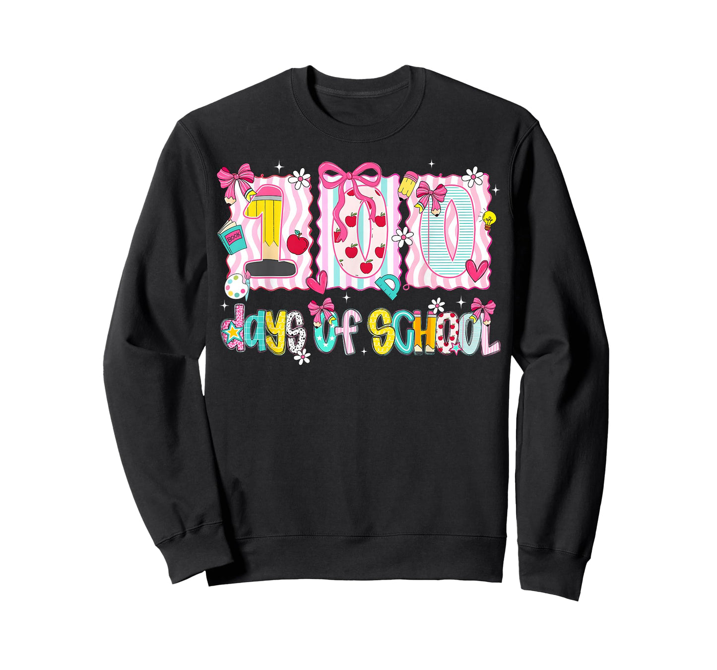 Preppy 100 Days of School Coquette Bow Girl Women Teacher T-Shirt