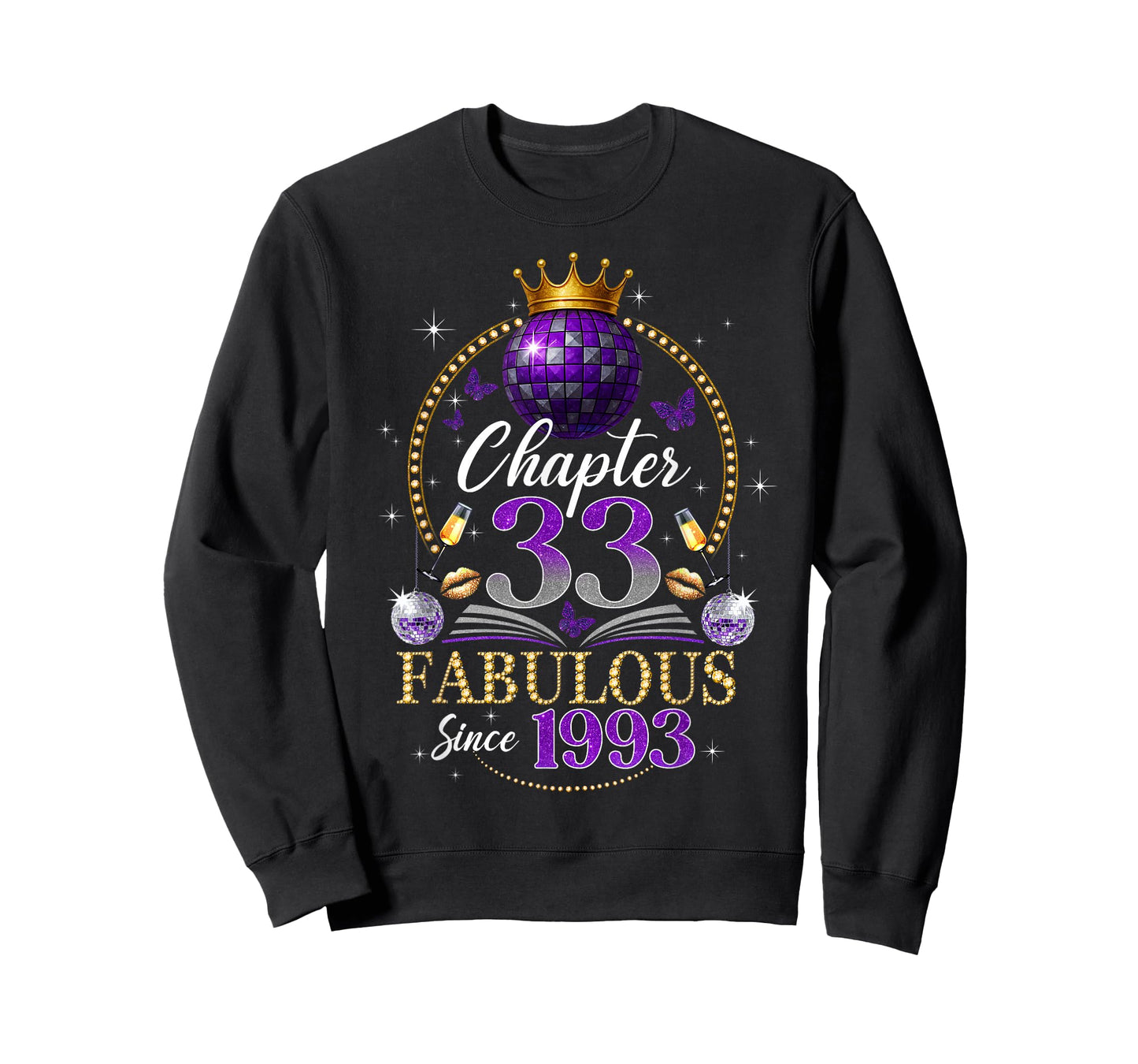 Chapter 33 Since 1993 Purple Disco Ball 33rd Birthday Women T-Shirt