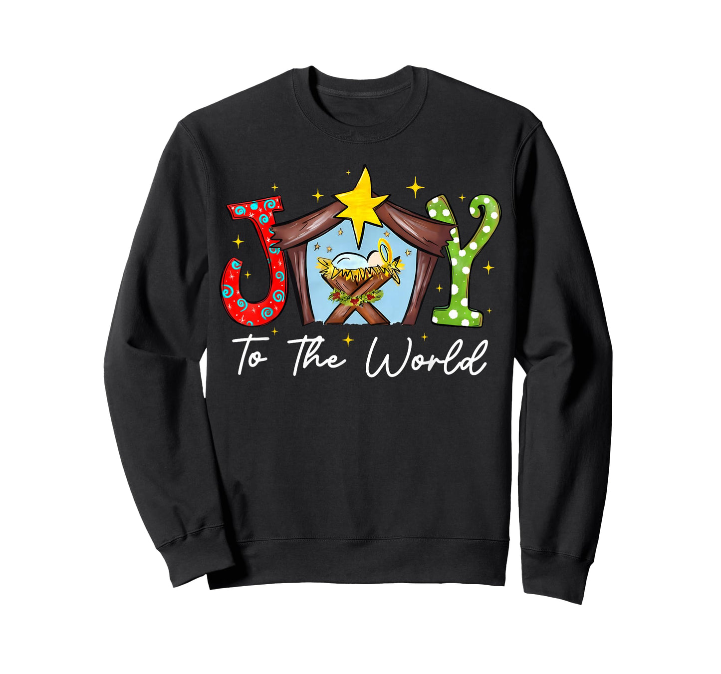 Joy to The World Baby Jesus Christmas Nativity Scene T-Shirt