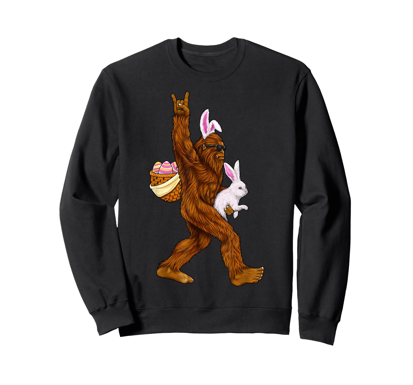 Funny Bigfoot Rock On Rabbit Easter Men Boy Kid T-Shirt