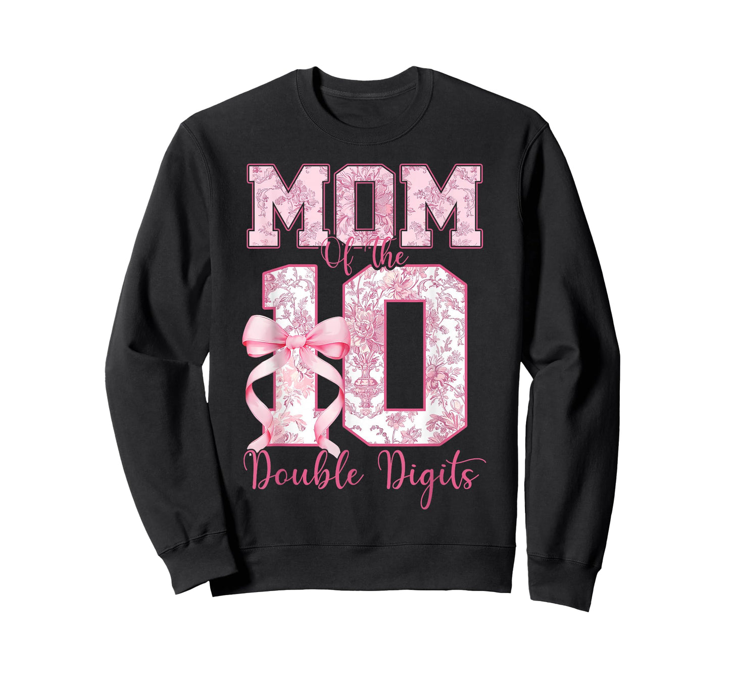 Mom of The 10th Birthday Girl Pink Coquette Bow 10 Years Old T-Shirt