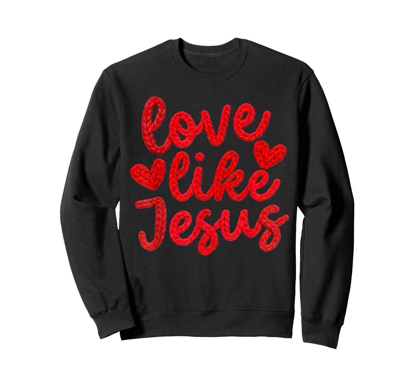 Love Like Jesus Knitted Heart Yarn Style Graphic Design T-Shirt