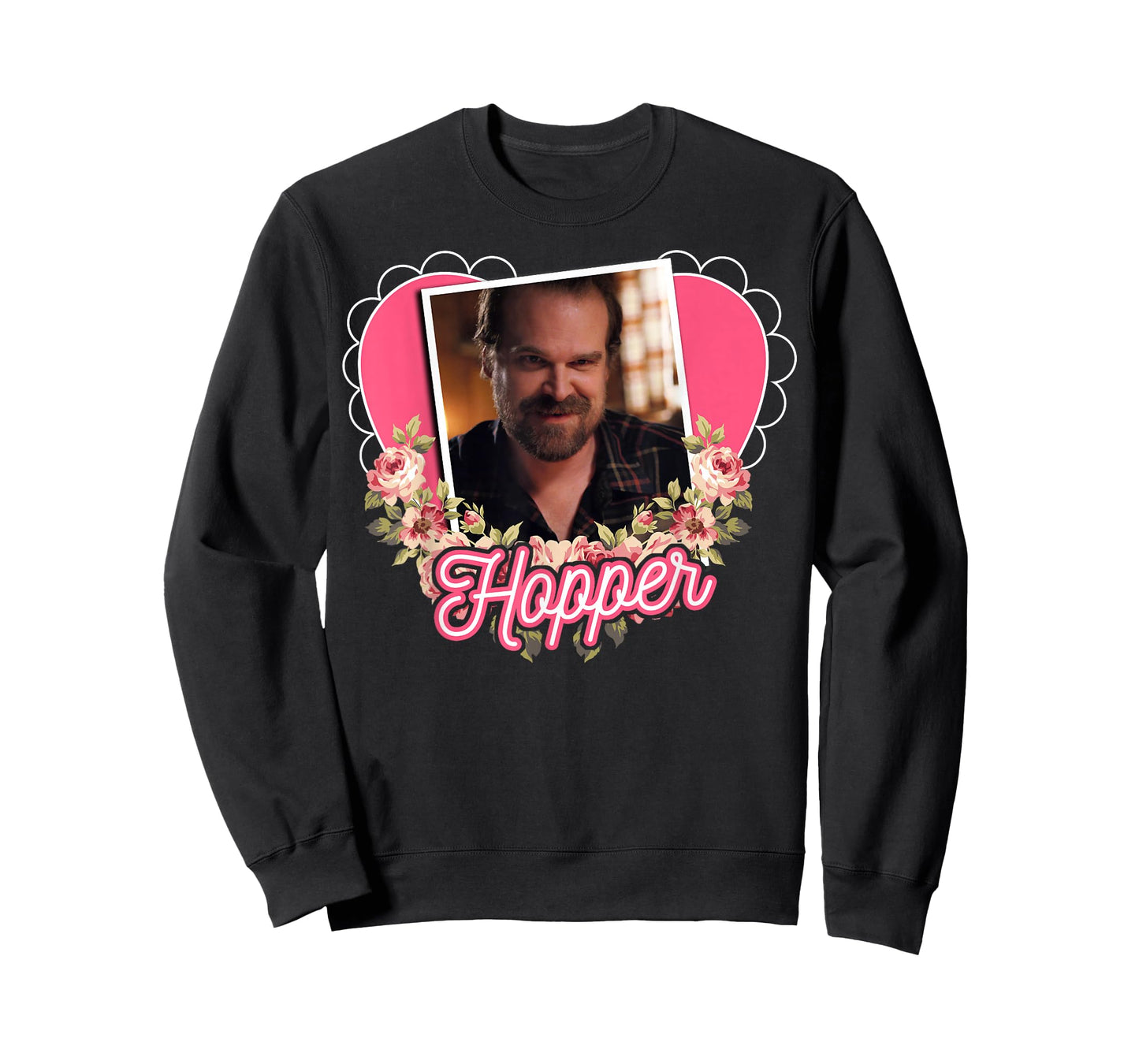 Stranger Things Jim Hopper Floral Frame Heart T-Shirt