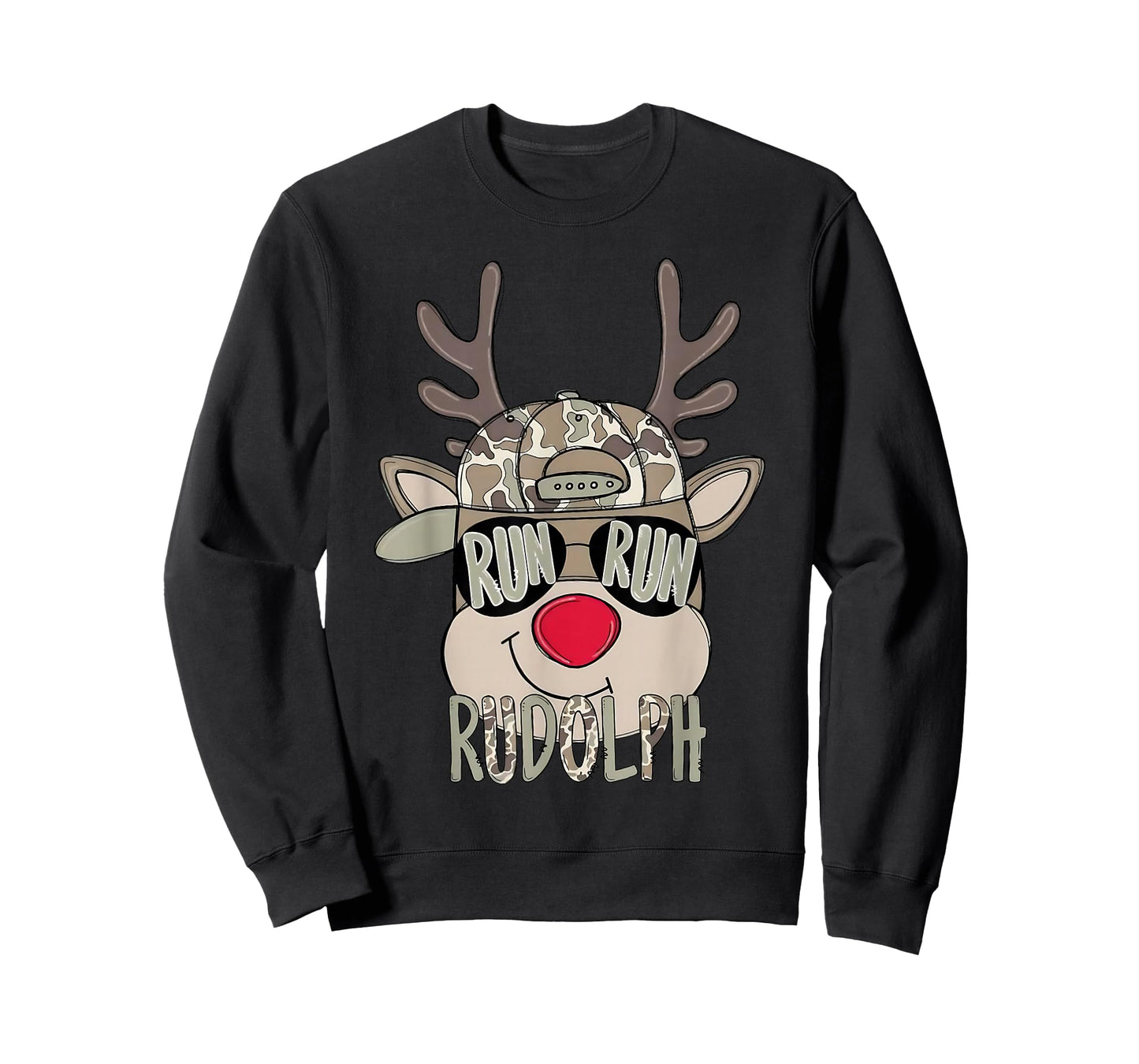 Reindeer Rudolph Merry Christmas Xmas Holiday Boys Camo T-Shirt
