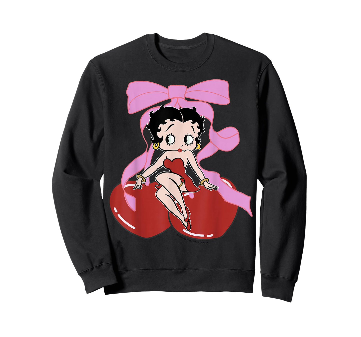 Betty Boop Betty Sitting with Cherries Bow T-Shirt