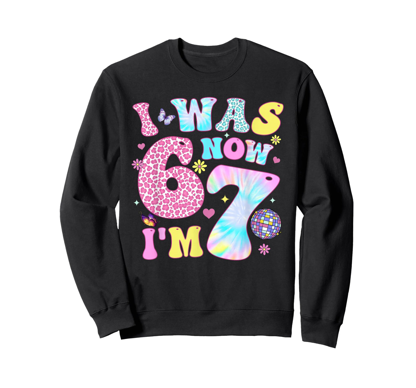 I was 6 Now I'm 7 67 Meme Groovy Retro 7th Birthday Girl Boy T-Shirt