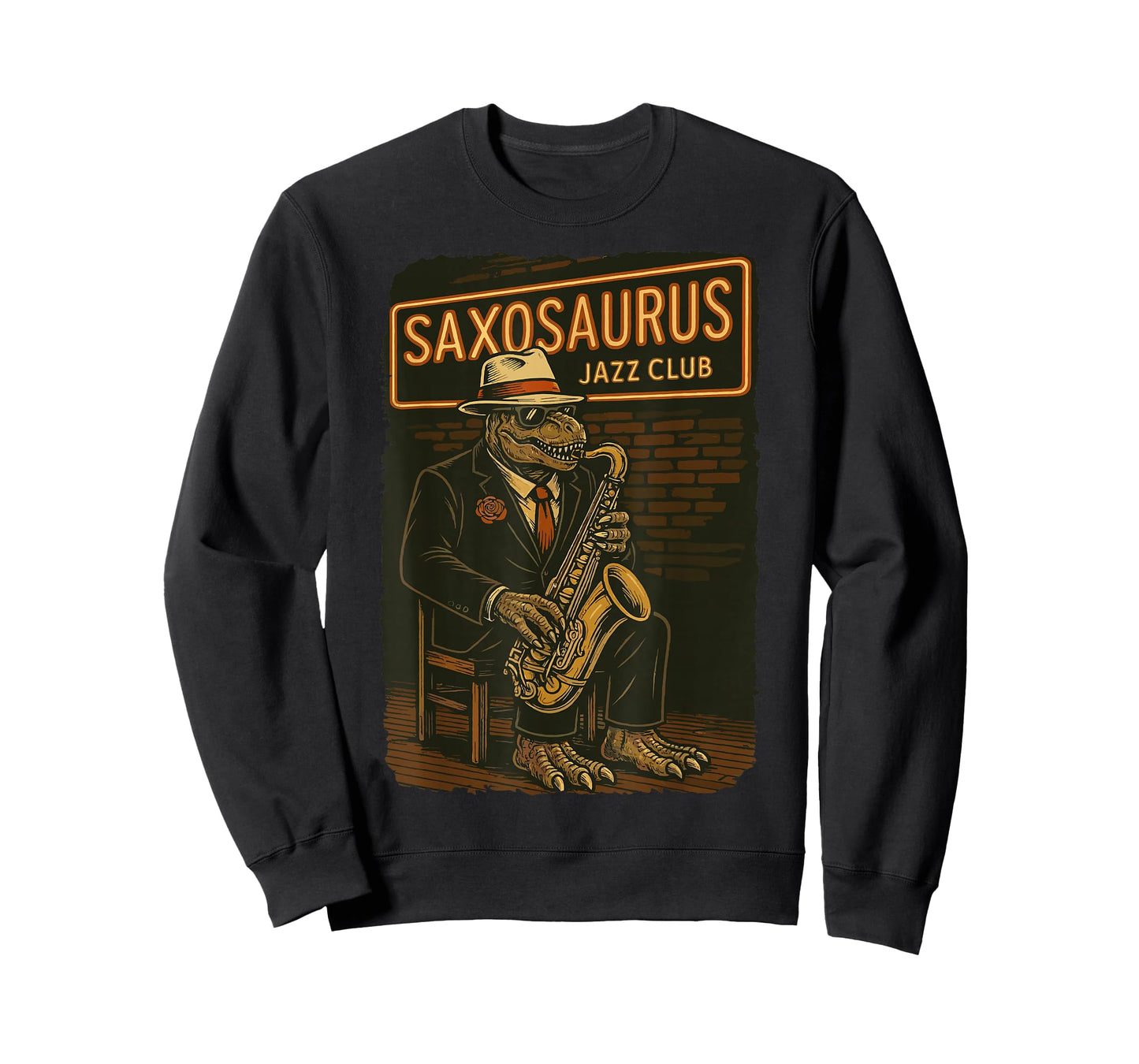 Saxosaurus Jazz Club Funny Dinosaur Saxophone Jazz Lover T-Shirt