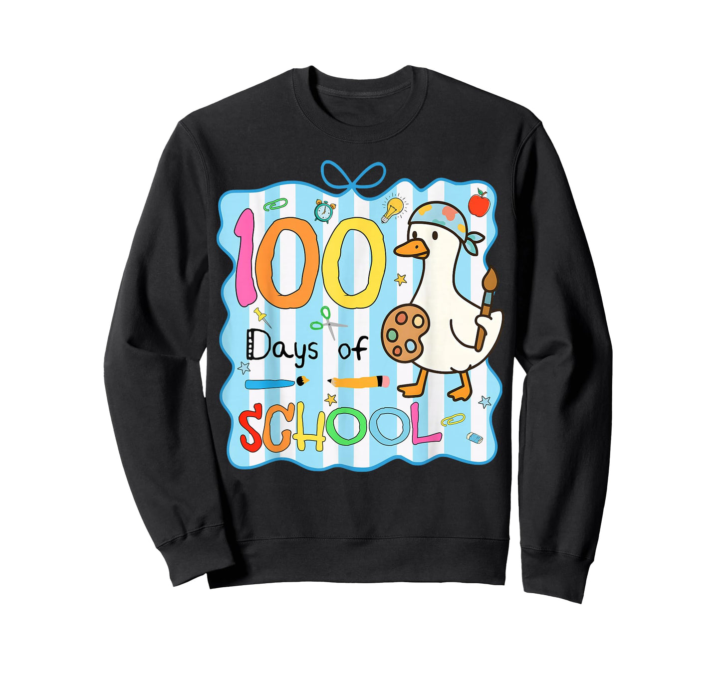 100 Days of School Art Goose 100th Day of School Boys Girls T-Shirt