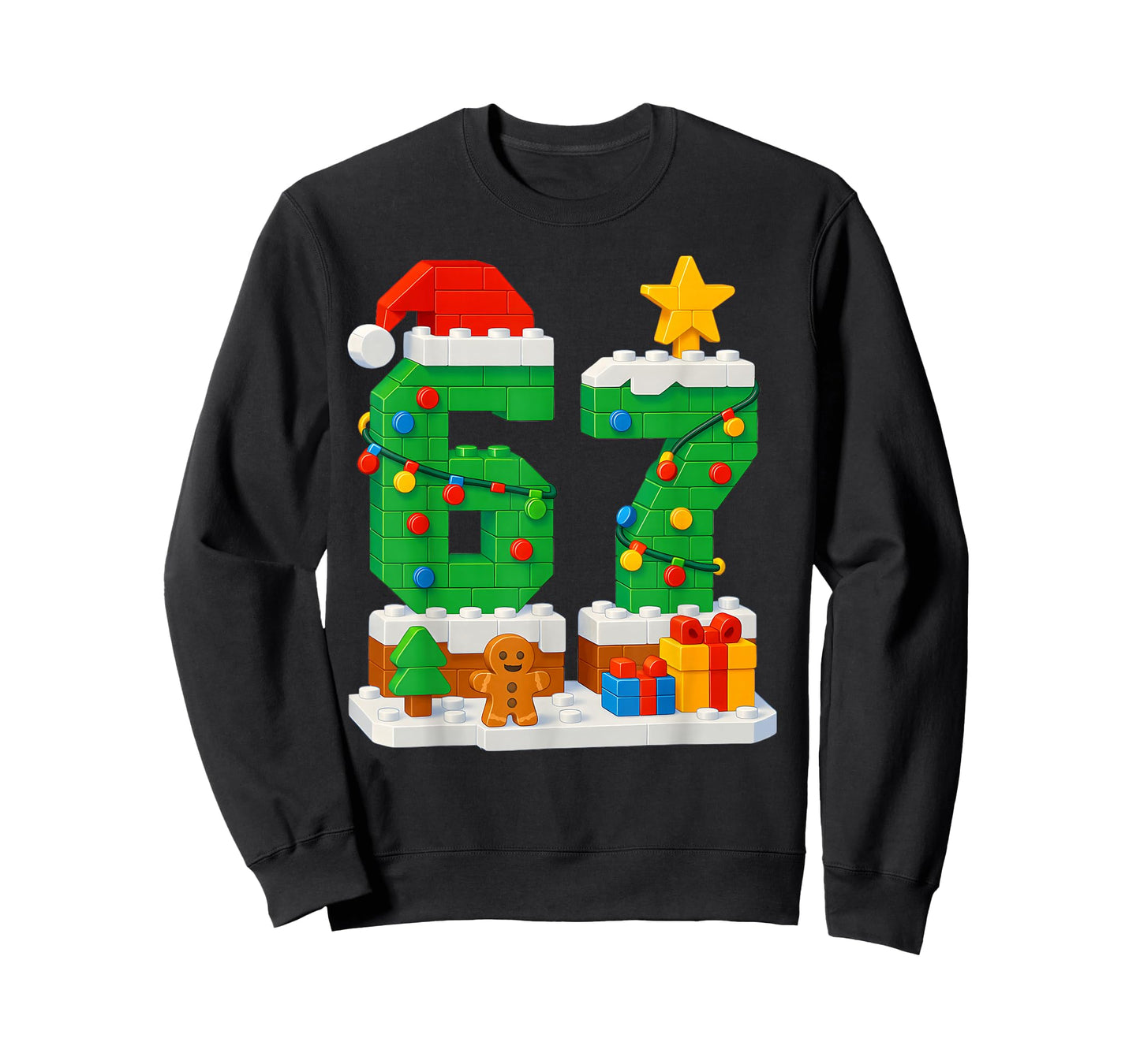 67 Christmas Building Blocks 6 7 Meme Boys Kids Funny Xmas T-Shirt
