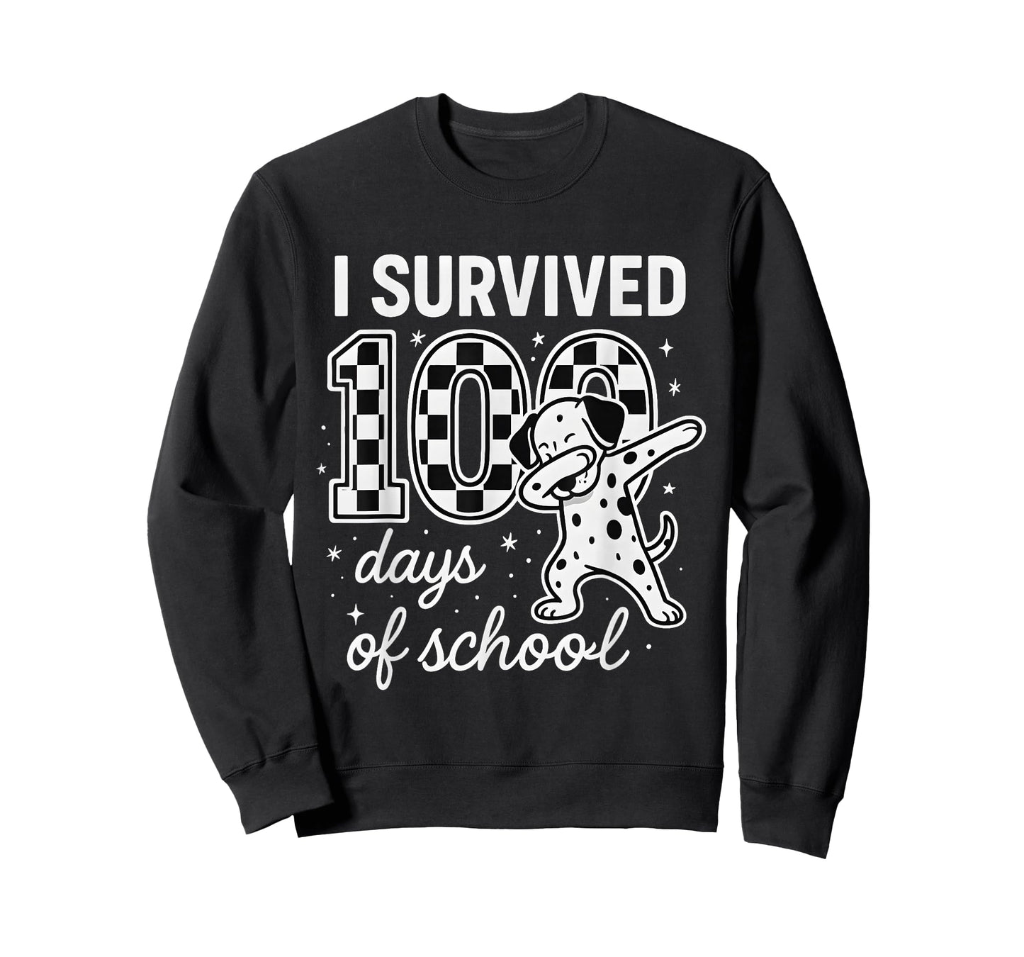 I Survived 100 Days of School Students Dabbing Dalmatian Dog T-Shirt