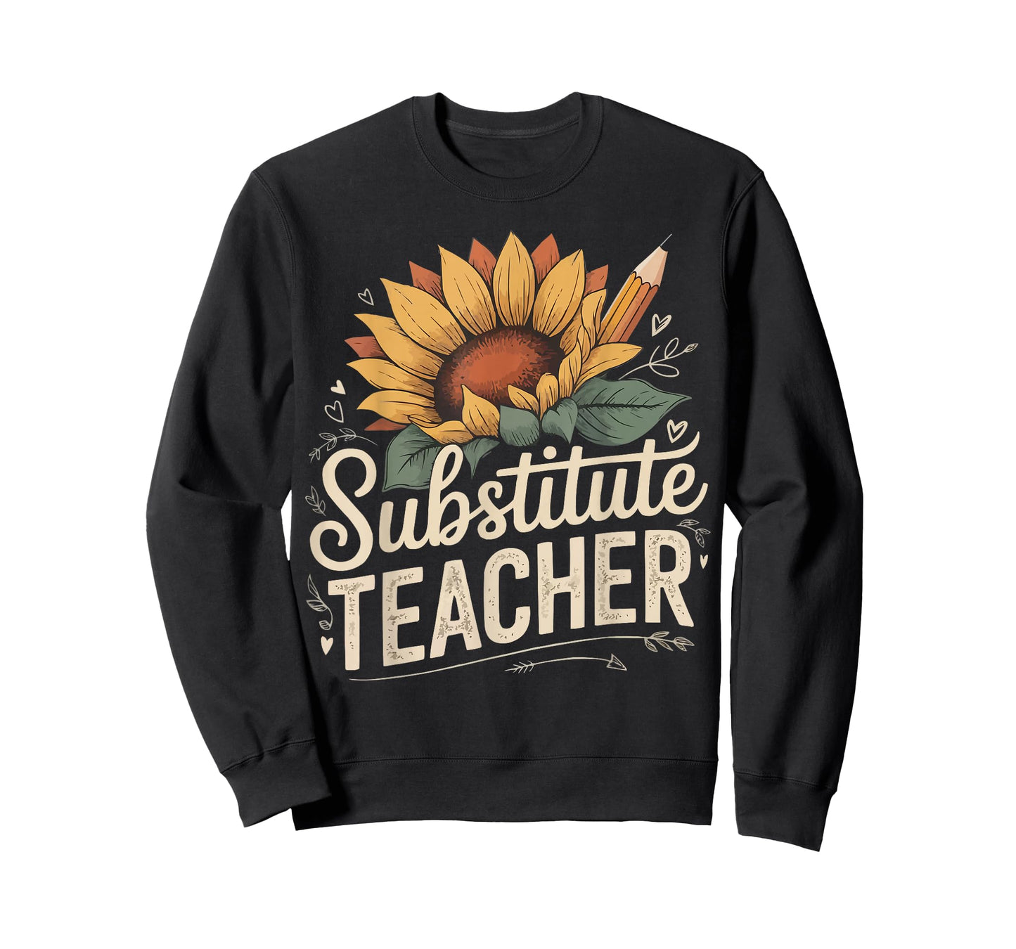 Funny Substitute Teacher Flower and Pencil T-Shirt
