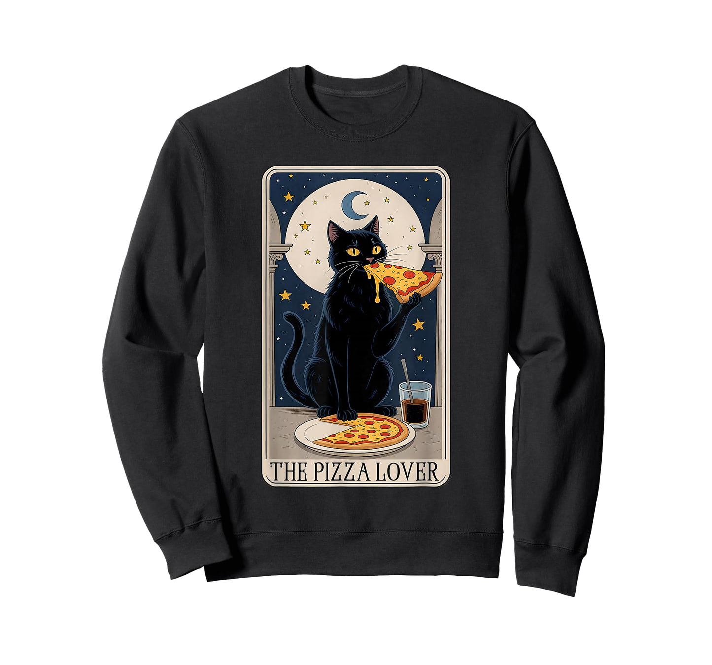 Pizza Lover Cat Tarot Card Funny cat Eating Pizza Art T-Shirt